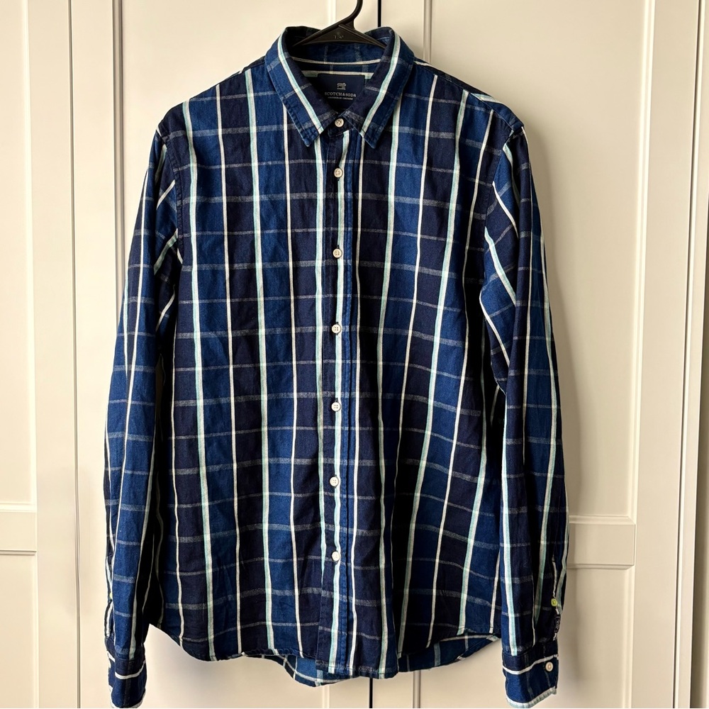 Scotch & Soda Navy and White Checkered Shirt